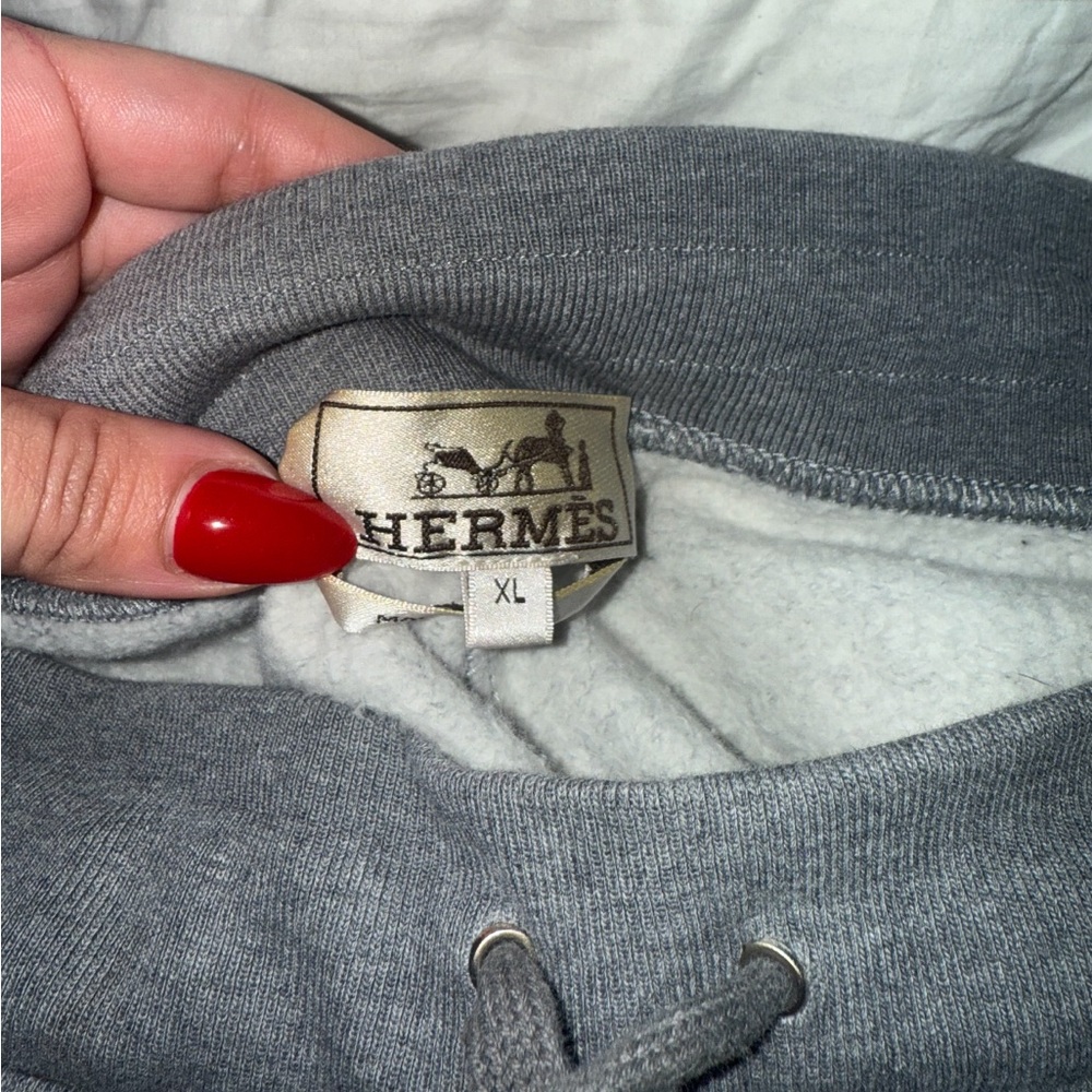 Hermes Gray Joggers with White and Black Stripes - Picture 6 of 7